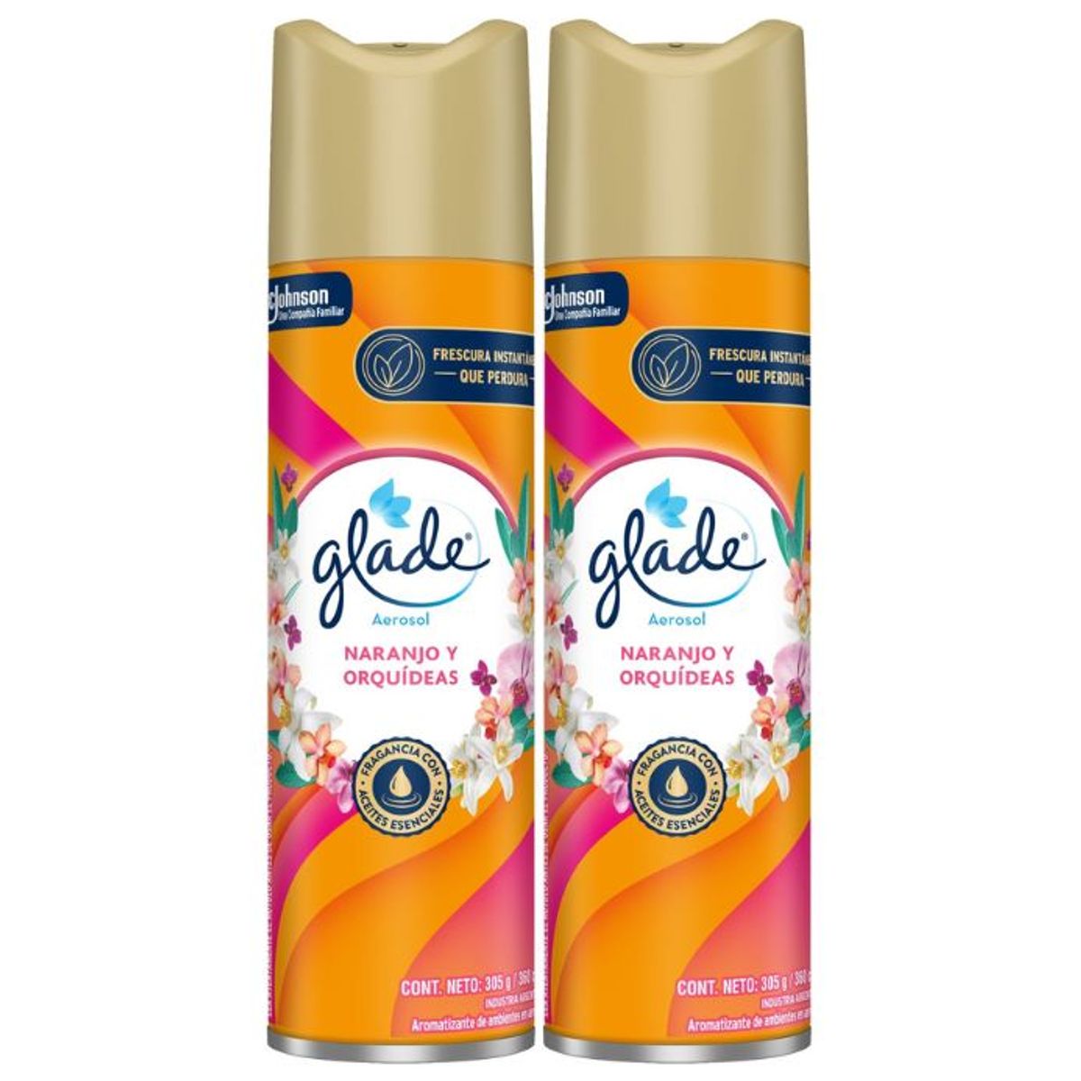 GLADE - Pack Glade Desodorante Ambiental Naranjo y Orquídeas Aerosol 360 ml