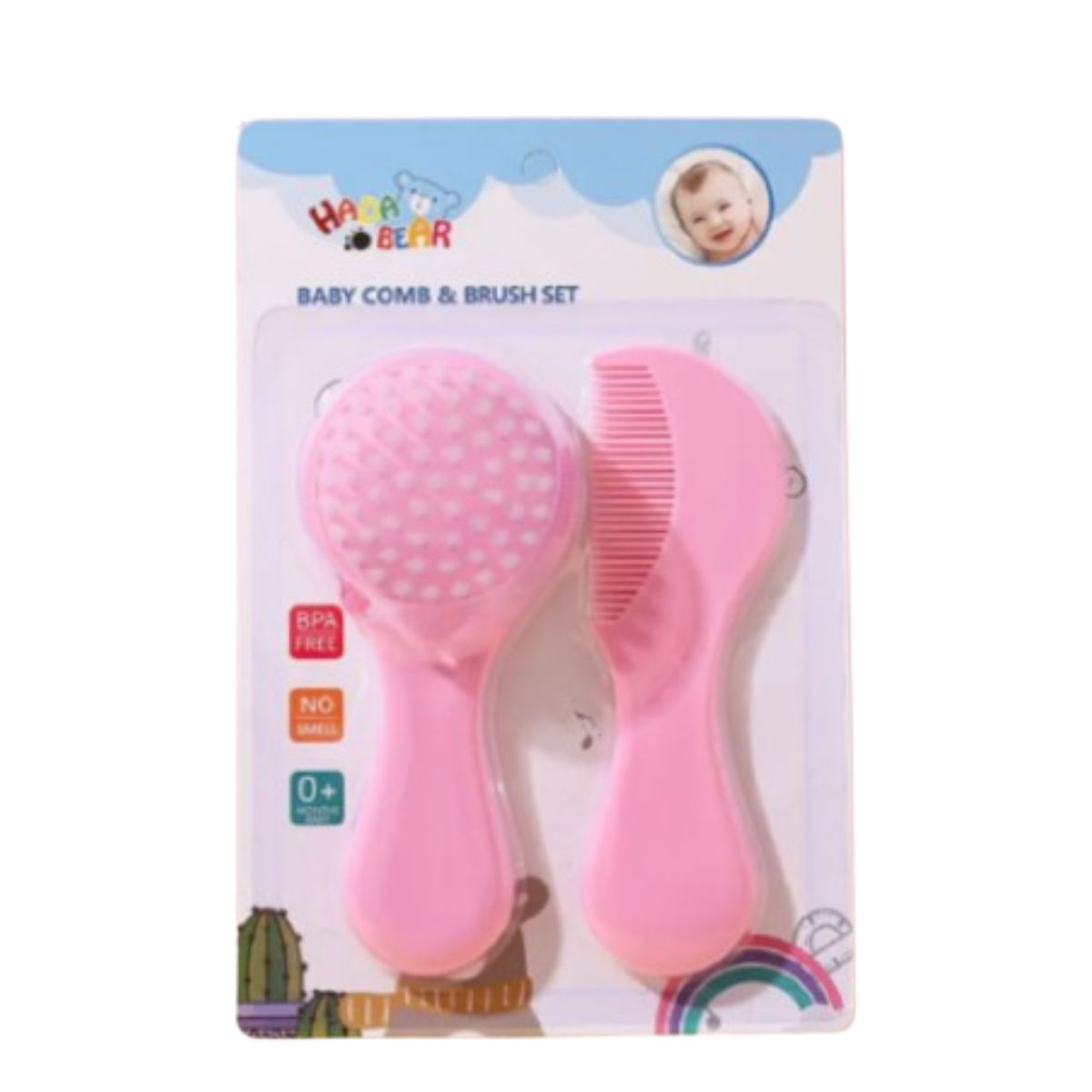 GENERICO - Pack Cepillo Y Peineta Cerdas Suaves Para Bebés Y Niños Rosa