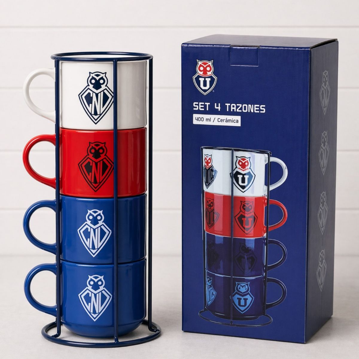 U DE CHILE - SET 4 TAZONES DE CERAMICA COLECCION U DE CHILE 400 ML