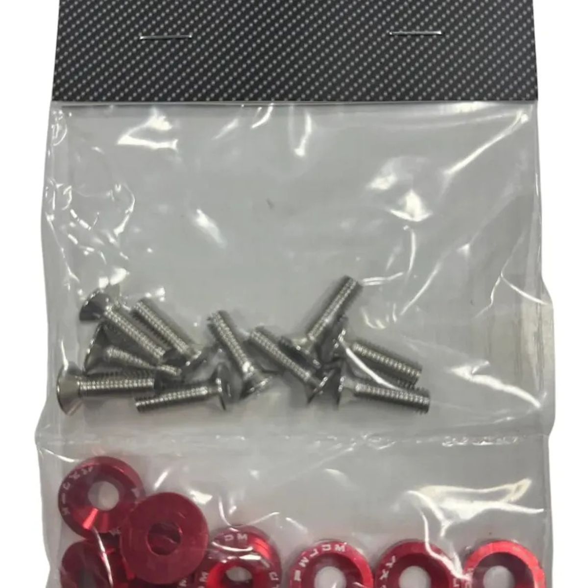 GENERICO - Kit De 10 Arandelas Y 10 Pernos Cromados Rojo
