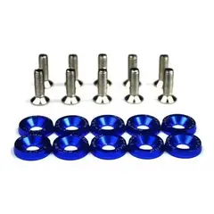 GENERICO - Kit De 10 Arandelas Y 10 Pernos Cromados Azul