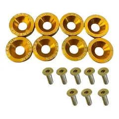 GENERICO - Kit De 10 Arandelas Y 10 Pernos Cromados Dorado
