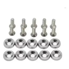GENERICO - Kit De 10 Arandelas Y 10 Pernos Cromados Plateado