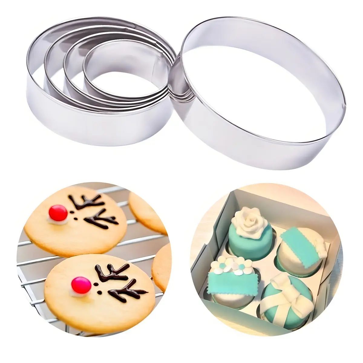 GENERICO - Set X 5 Moldes Cortadores Galletas Circulo