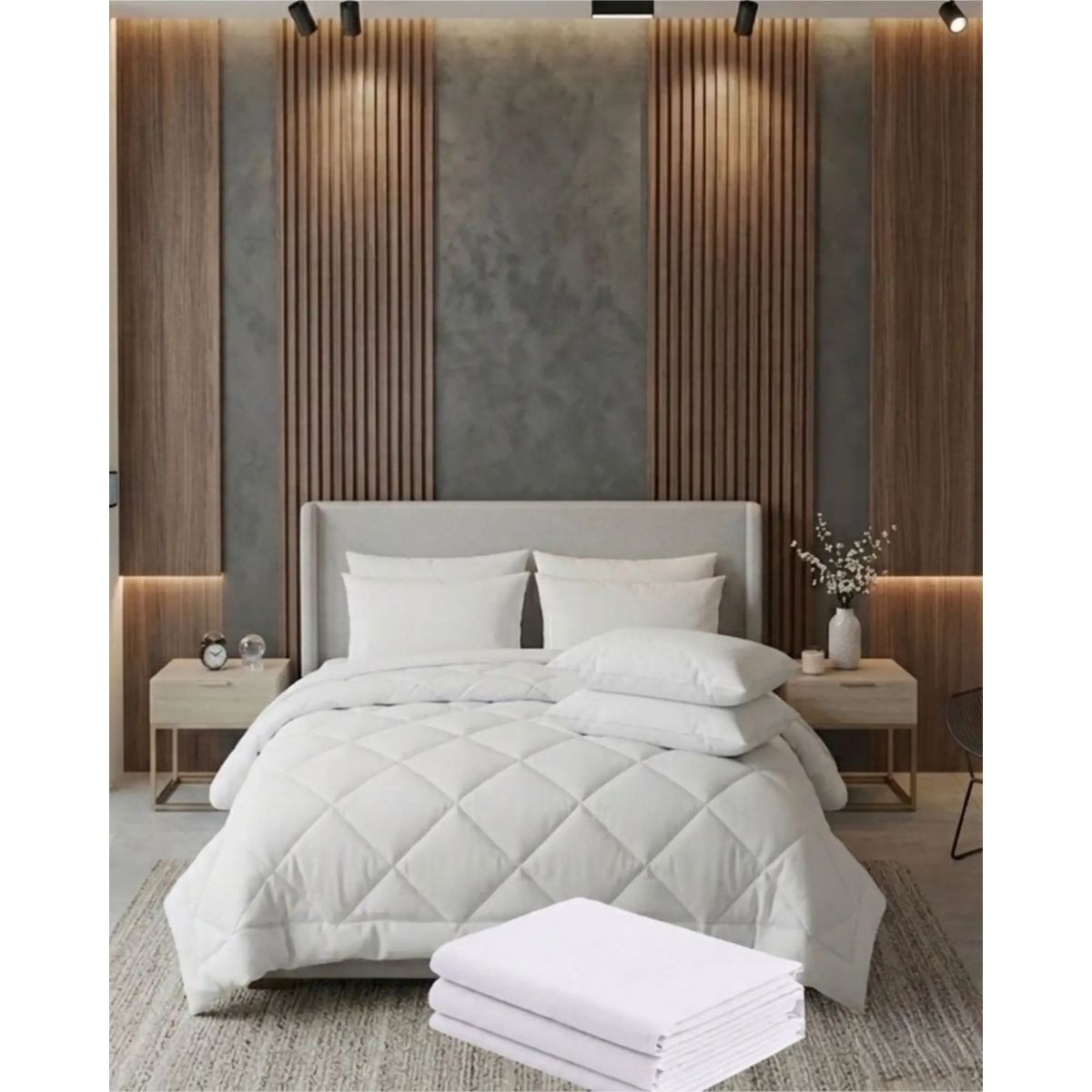GENERICO - SET SÁBANAS MAS PLUMÓN NORDICO MAS 2 ALMOHADAS KING BLANCO 230 CM X 250 CM