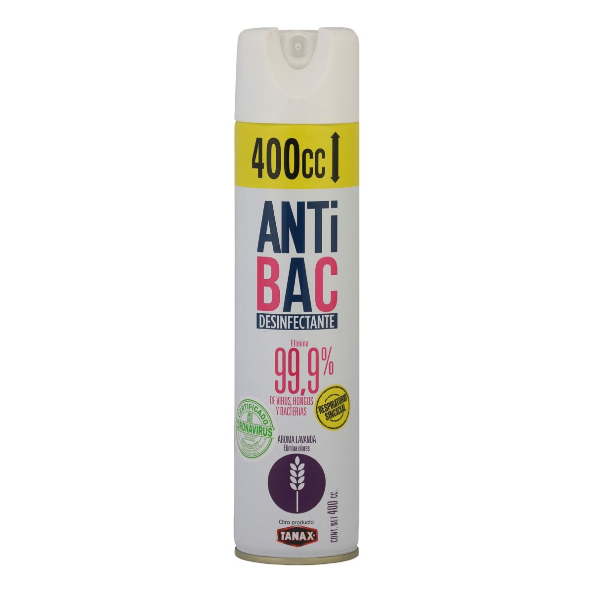 TANAX - DESINFECTANTE Aerosol LAVANDA 400CC ANTIBAC