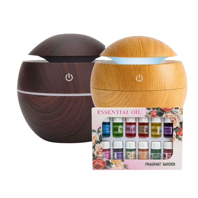 Pack 2 Humidificadores 12 Escencias Aspecto Madera Claro Oscuro