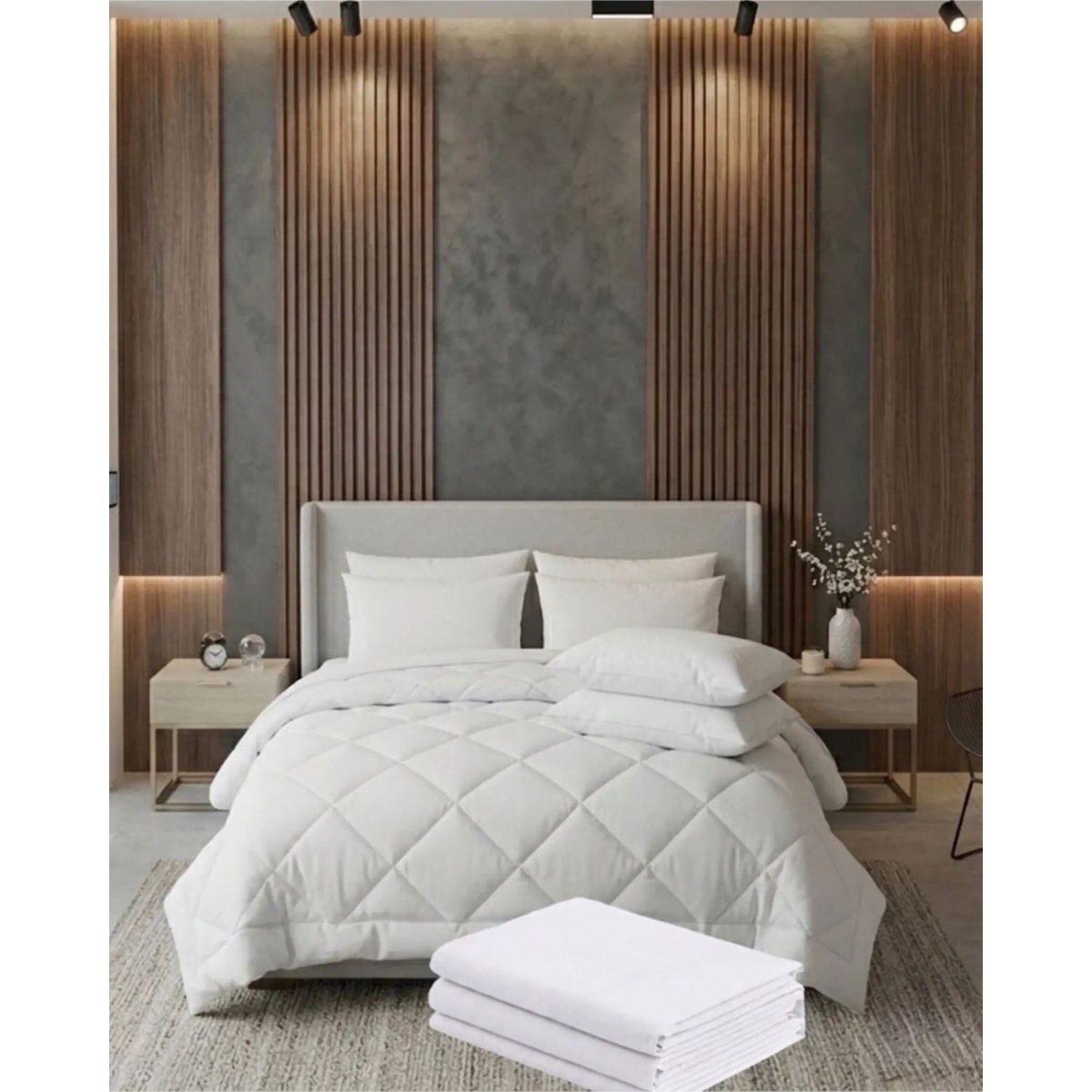 GENERICO - SET SÁBANAS MAS PLUMÓN NORDICO MAS 2 ALMOHADAS KING BLANCO 230 CM X 250 CM