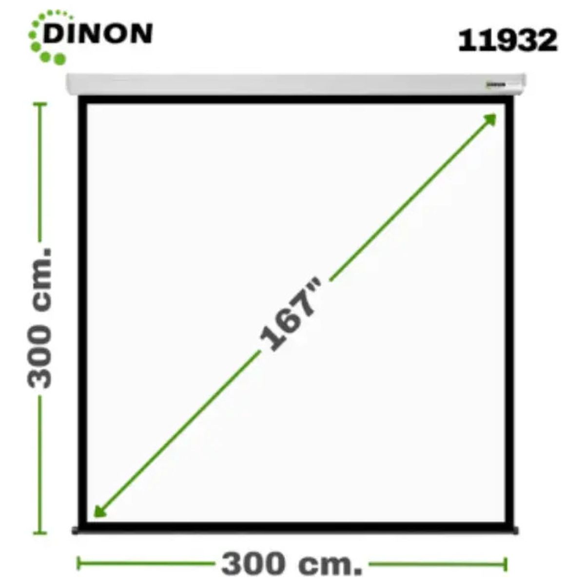 DINON - Telon Eléctrico  3x3m, Tela Fibra Vidrio Motor Tubular Dinon