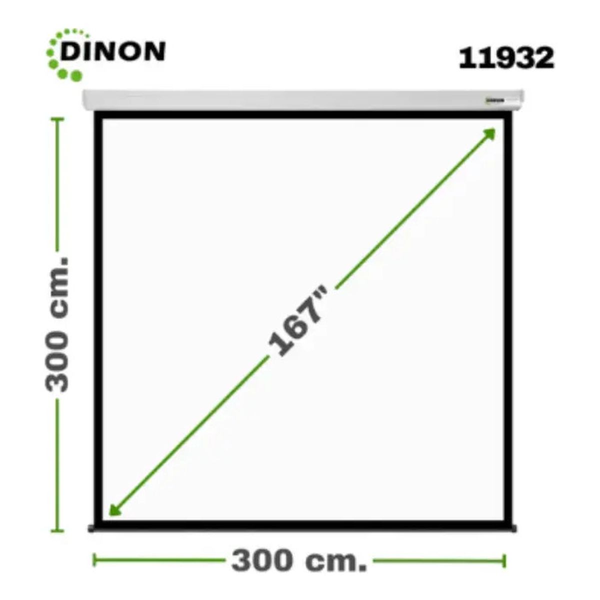 DINON - Telon Eléctrico  3x3m, Tela Fibra Vidrio Motor Tubular Dinon