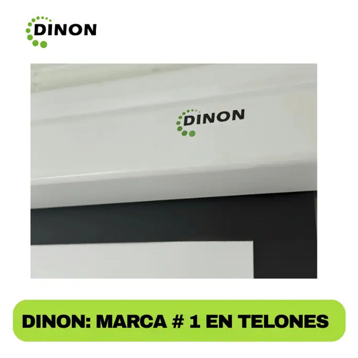 DINON - Telón Eléctrico 4x3m, Tela Fibra Vidrio, Motor Tubular Dinon