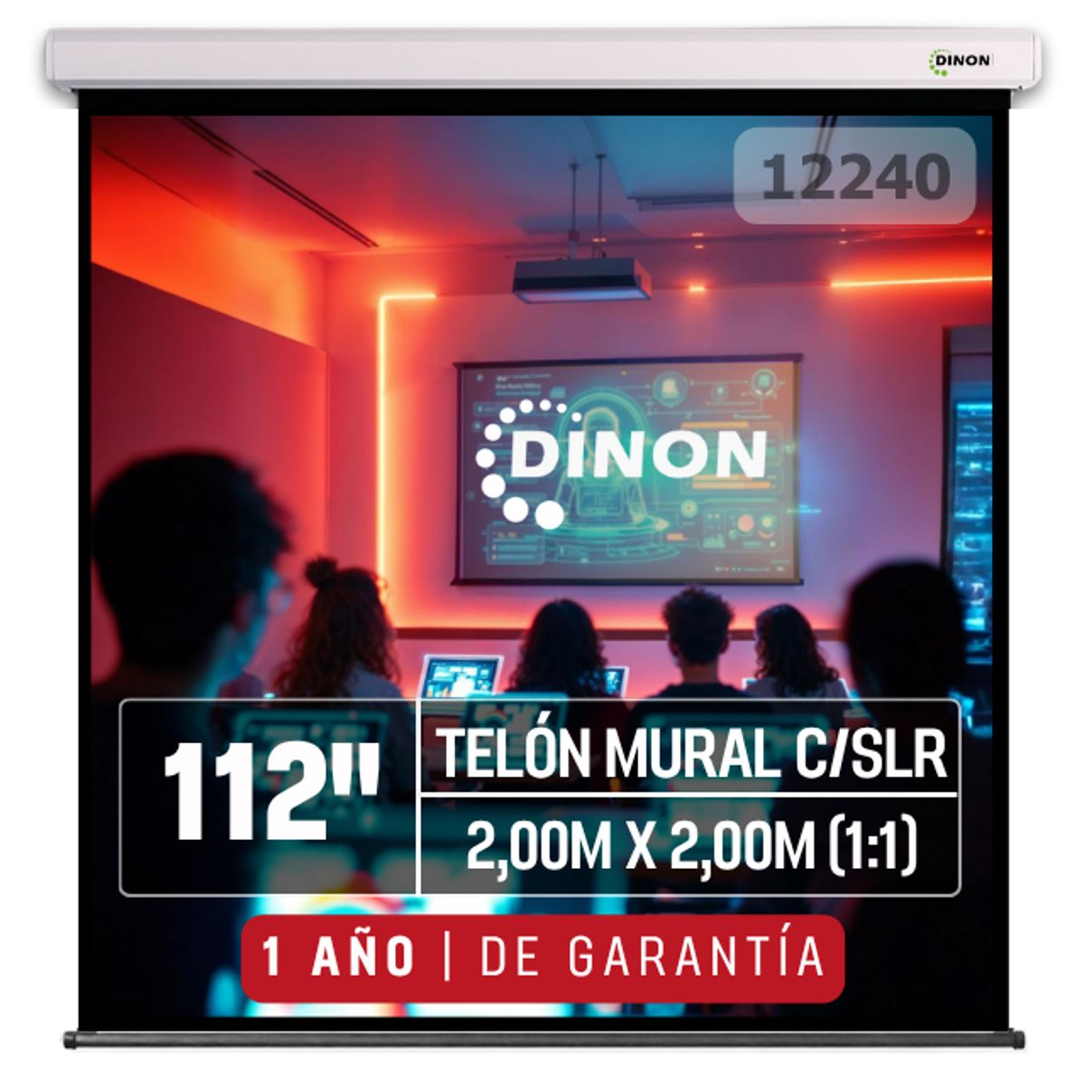 DINON - Telón Mural Dinon 112  11 - Pantalla Proyector 2,00mx2,00m