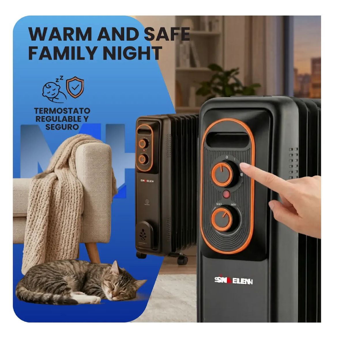 SINDELEN - Convector Oleo Electrico Sindelen 1250w Calor Puro Duradero