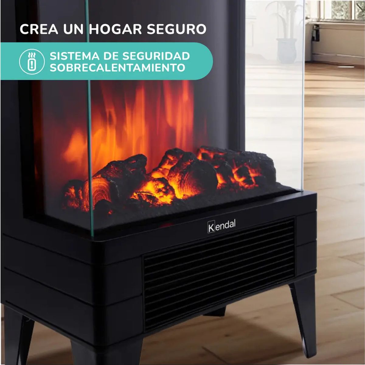 Chimenea Electrica Calefactor Kendal Kce-96s 1800w 20 Mts2, marca KENDAL - Foto 2