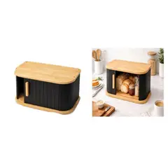 GENERICO - Organizadora Caja De Madera Para Pan 20x23x43cm 1PCS Negro