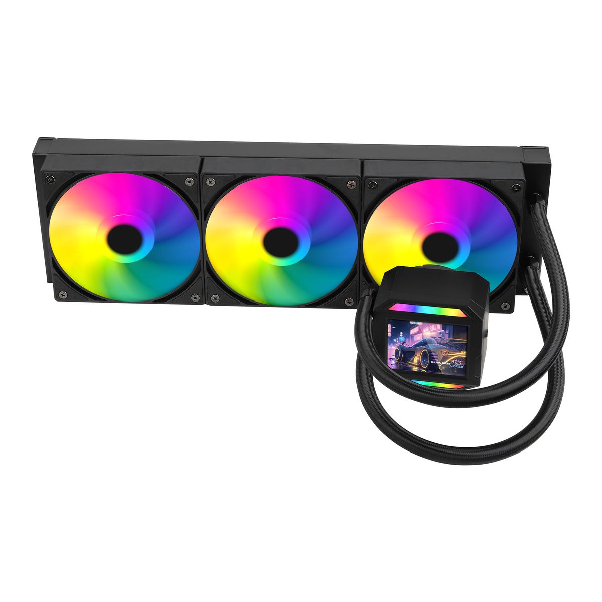 GENERICO - REFRIGERACION LIQUIDA ESGAMING AURORA 360M ARGB - CON PANTALLA DIGITAL IPS 2.8" - 3 VENTILADORES