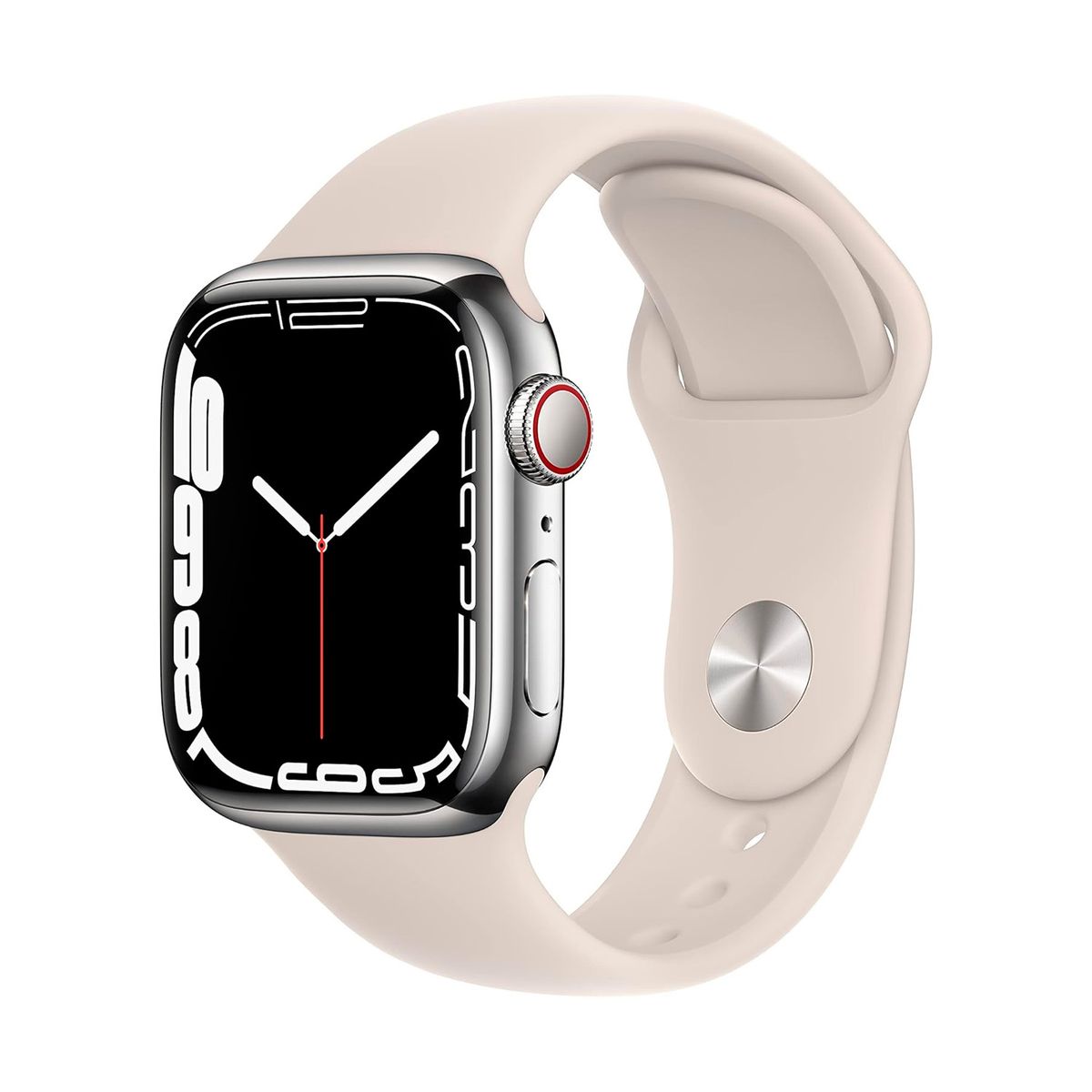 APPLE - Reloj Apple Watch Series 7 41mm GPS + Celular Silver Stainless Steel Starlight Sport Band