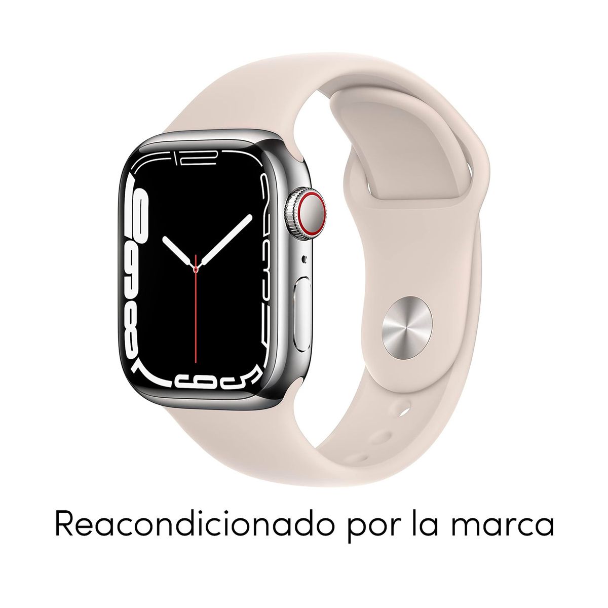 APPLE - Reloj Apple Watch Series 7 41mm GPS + Celular Silver Stainless Steel Starlight Sport Band