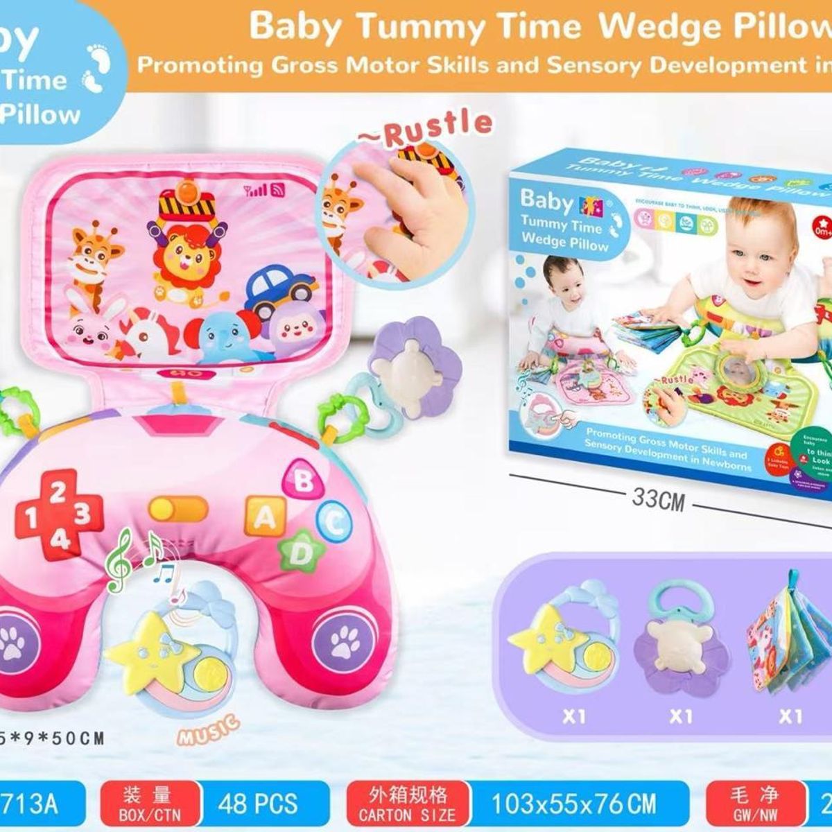 GENERICO - Cojin Sensorial Tummy Time, Almohada Bebe Boca Abajo