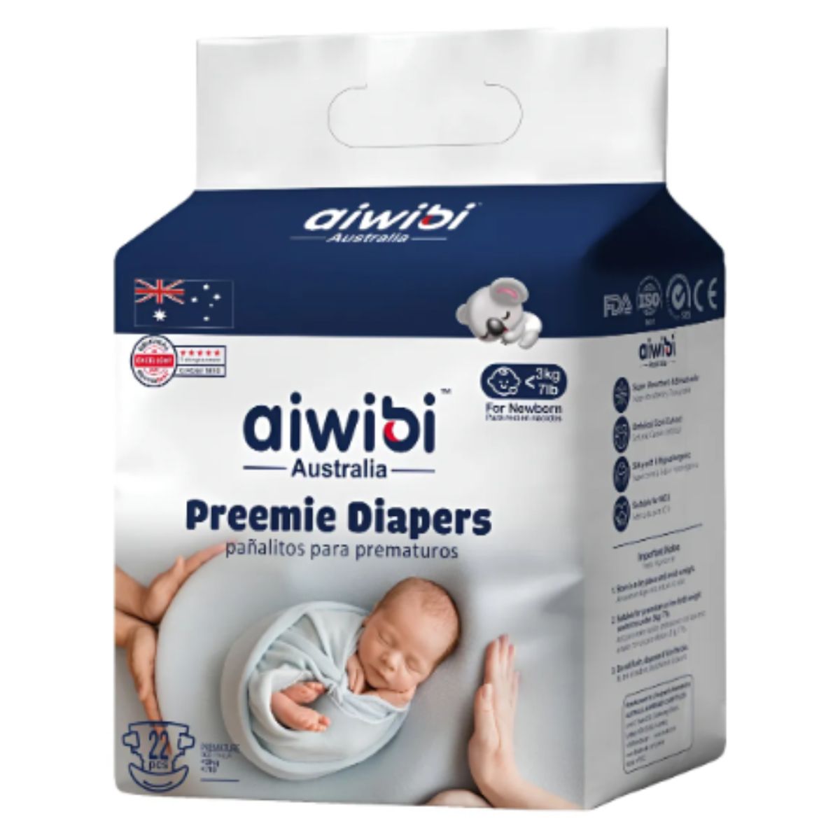 GENERICO - Pack 3 Pañales Aiwibi Prematuro 22 Und X Paquete