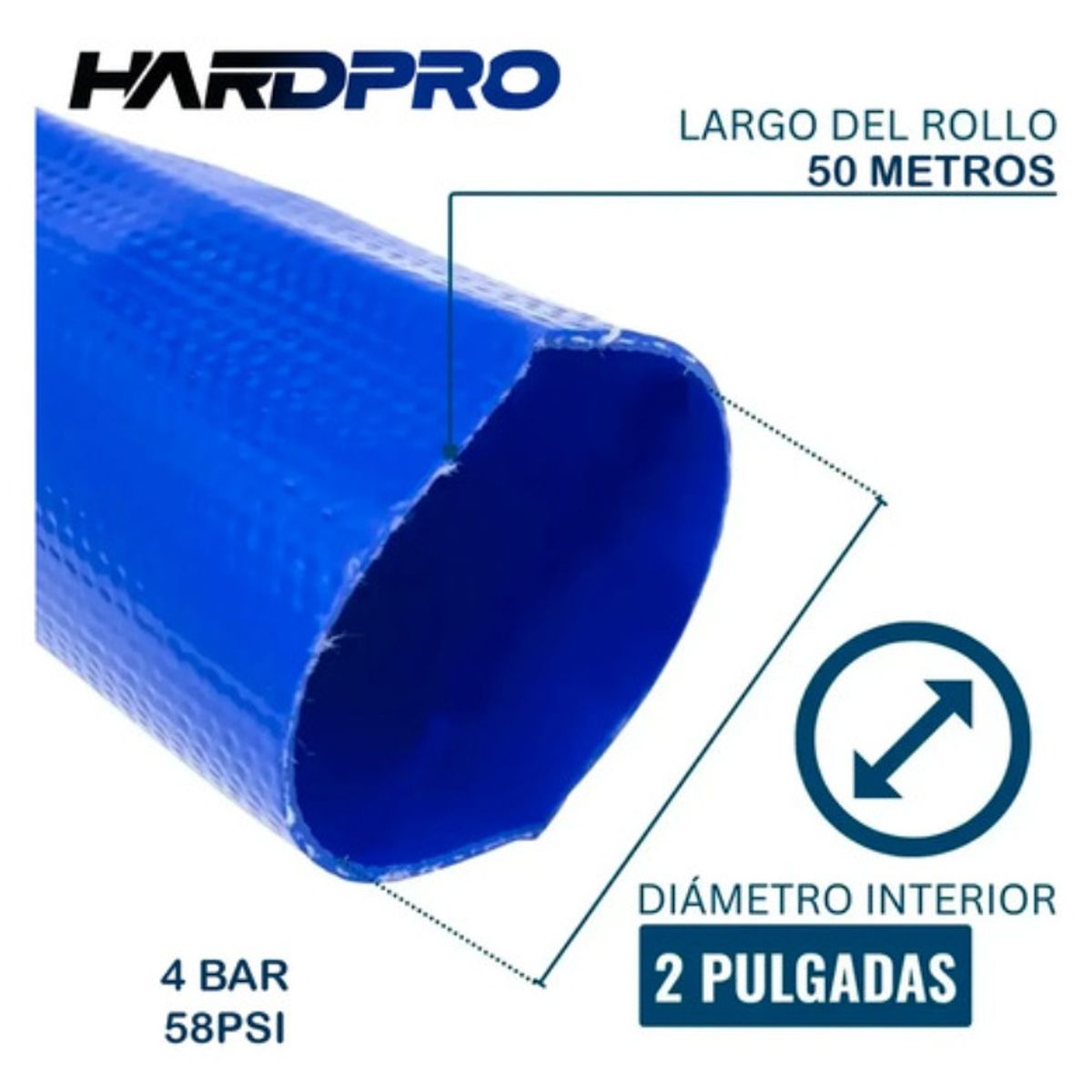 HOMEBRANDT - Manguera Plana Agua Tipo Bombero 2 Pulgadas 50metros Riego Motobomba