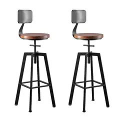 GLOBAL LATIN GROUP - Pack 2 Taburete Silla Bar Cocina Piso Alto Madera Metal Estilo Industrial