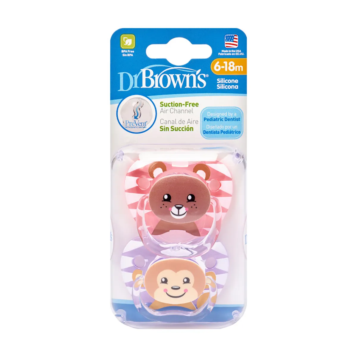 DR BROWN'S - Pack 2 Chupetes Prevent 6-18 Meses Dr. Brown´s Niña