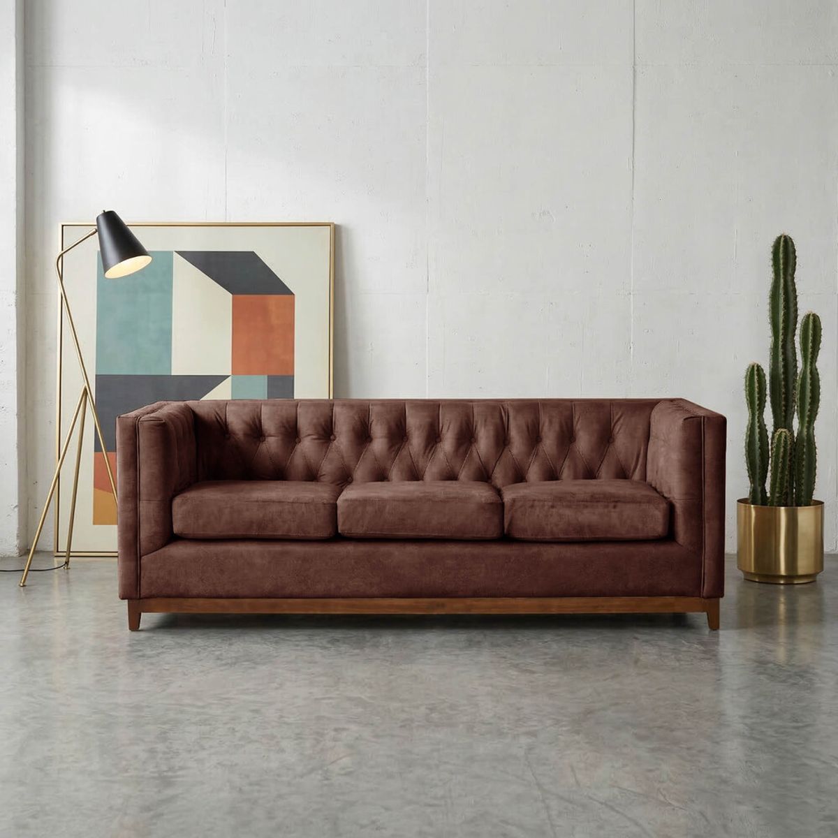 LATAM HOME - Sofa Roma 3 Cuerpos Capitoné Cuero Colorado