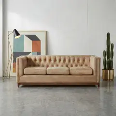 LATAM HOME - Sofa Roma 3 Cuerpos Capitoné Cuero Colorado