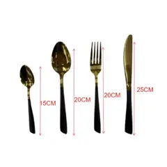 GENERICO - Set De Cubiertos Dorados 24 Piezas Set Para 6 Personas Acero Inoxidable - Size15-20-20-25cm 1 Juego