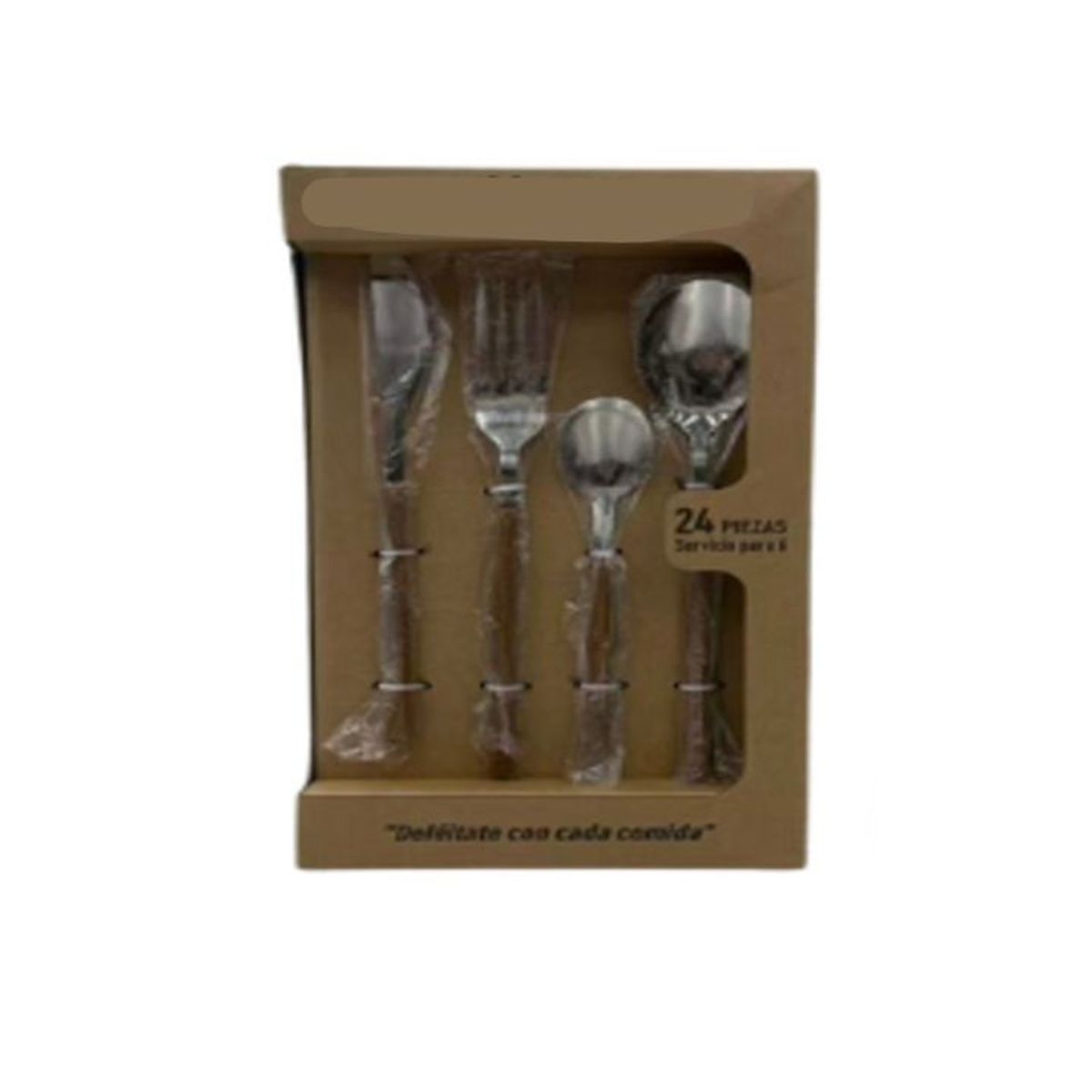GENERICO - Set De Cubiertos De Acero Inoxidable 24 Piezas - Plateado - Medidas 15-20-20-25cm Calidad Premium