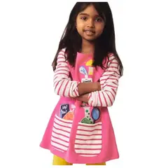 ALMA & DECO - Vestido Niña Profesiones Mod Científica Bordado Algodón Manga Larga