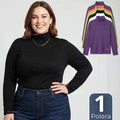 UTILISIMO - Camiseta Polera Polar Primera Capa Cuello Beatle Manga Larga Colores Surtidos Mujer
