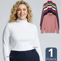 UTILISIMO - Camiseta Polera Polar Primera Capa Cuello Beatle Manga Larga Colores Surtidos Mujer