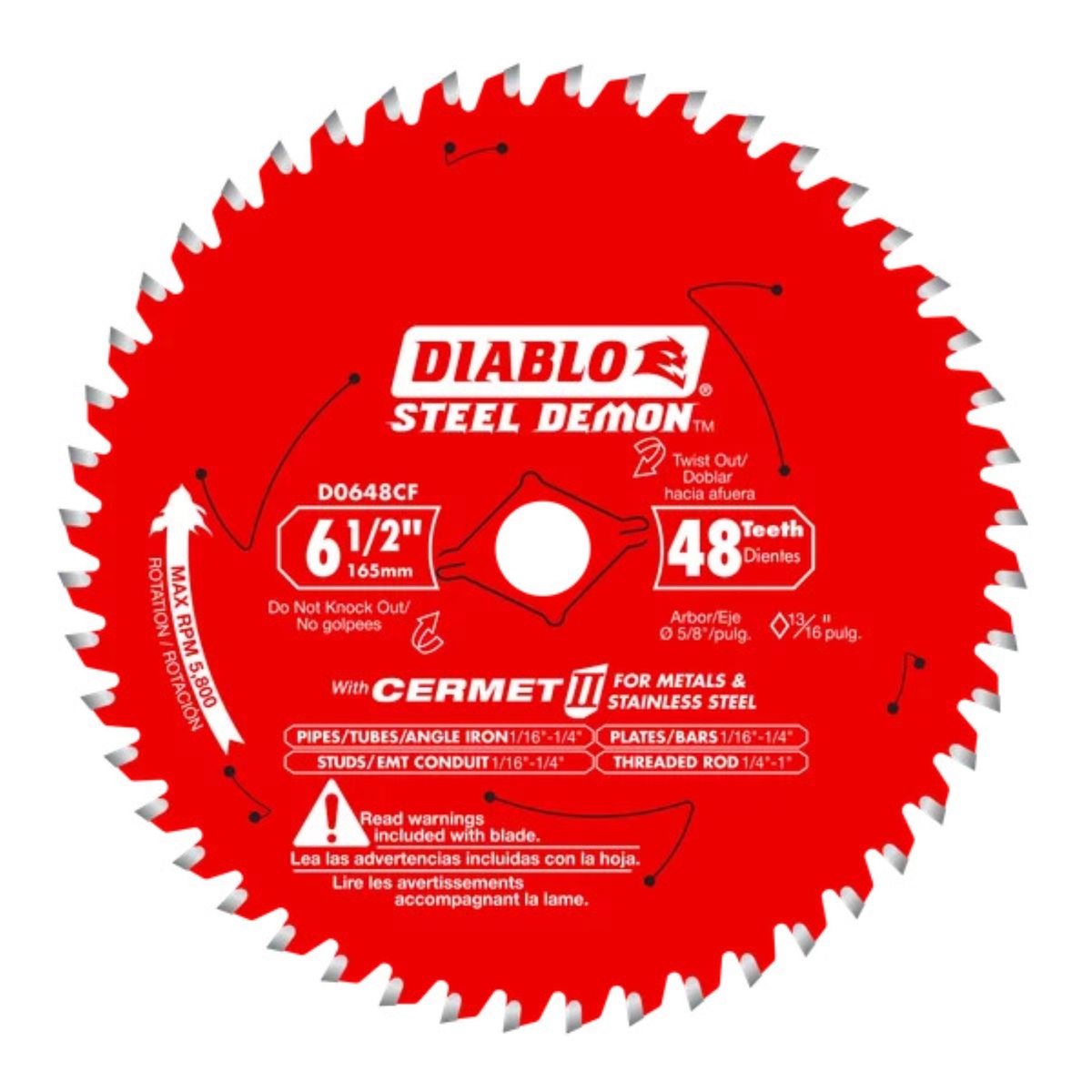 DIABLO - Disco Sierra Circular 6 1/2 48 Diablo Metal y Acero D0648CF