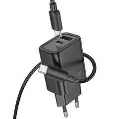 HOCO - Cargador Certificado PD 30W GaN + Cable USB-C N63 Blanco