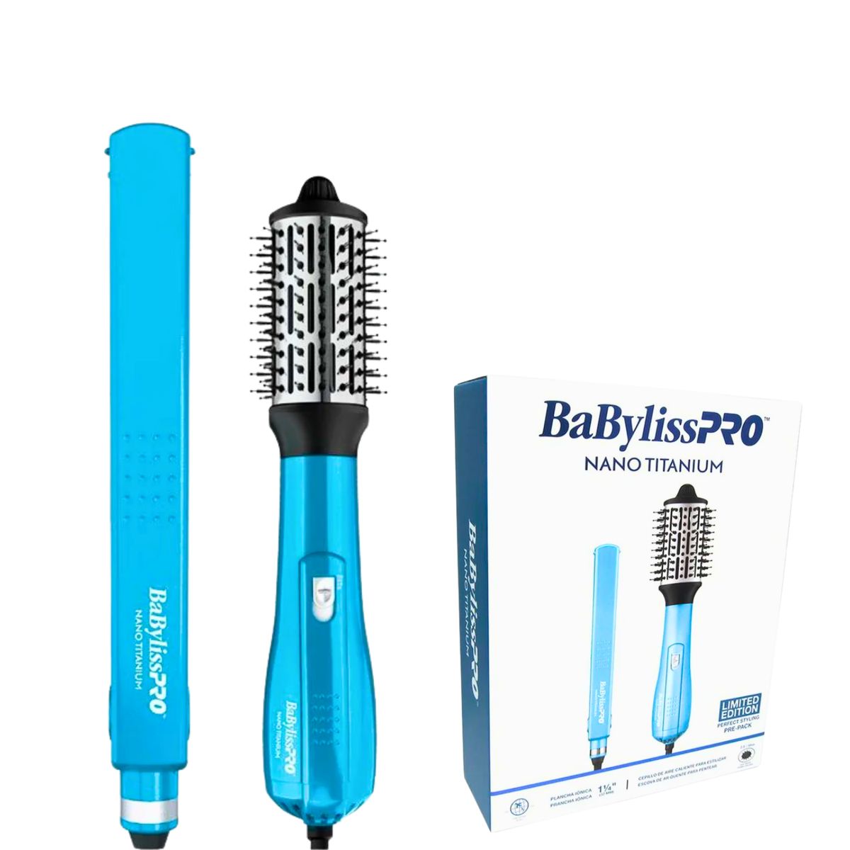 BABYLISS PRO - Kit Profesional BaBylissPRO: Plancha Nano Titanium 2091 + Cepillo Secador Voluminizador 64mm
