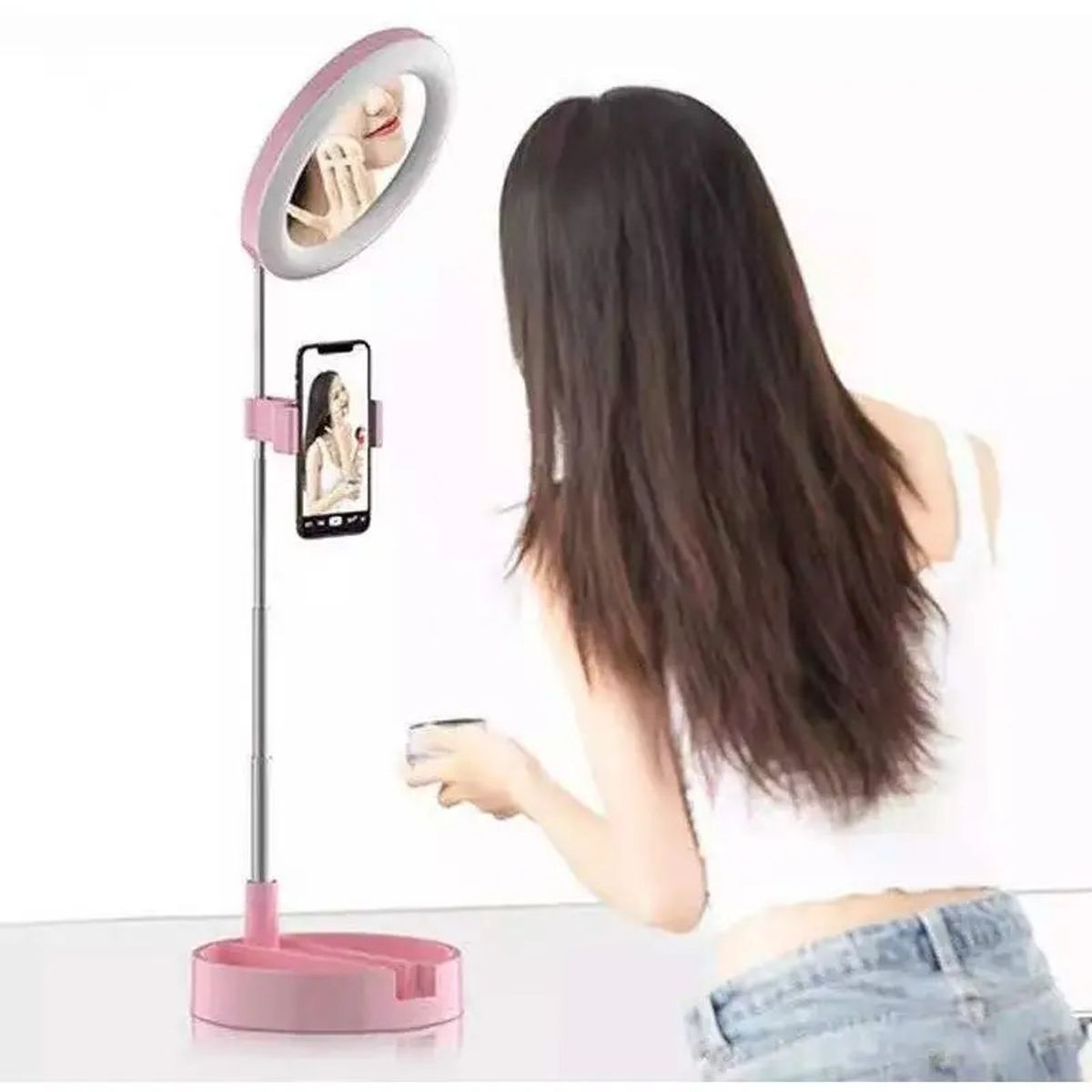 GENERICO - Anillo Aro Luz Led 16cm Espejo Maquillaje + Soporte Celular
