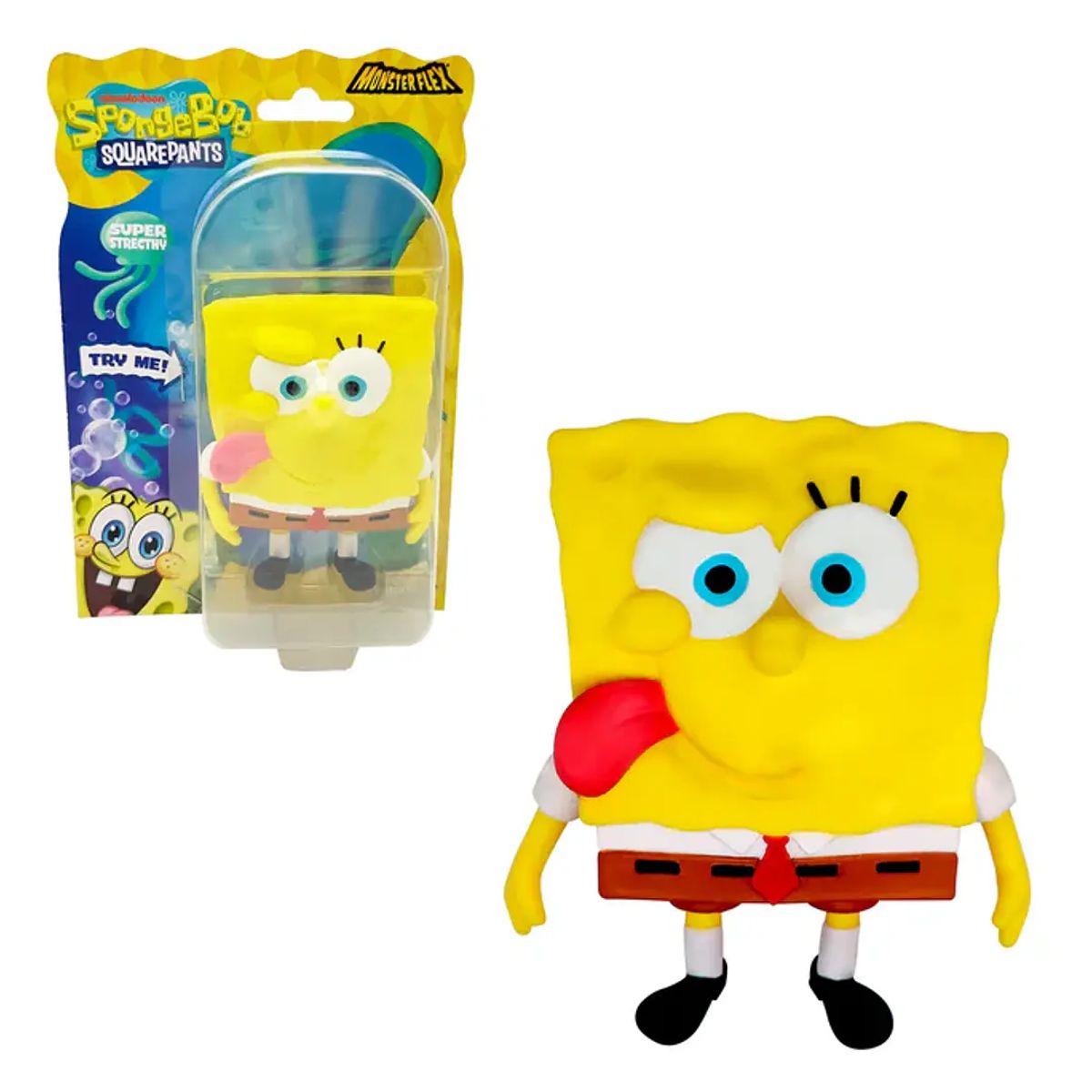 ANSALDO - Figura Elástica Bob Esponja Stretch Lengua Afuera
