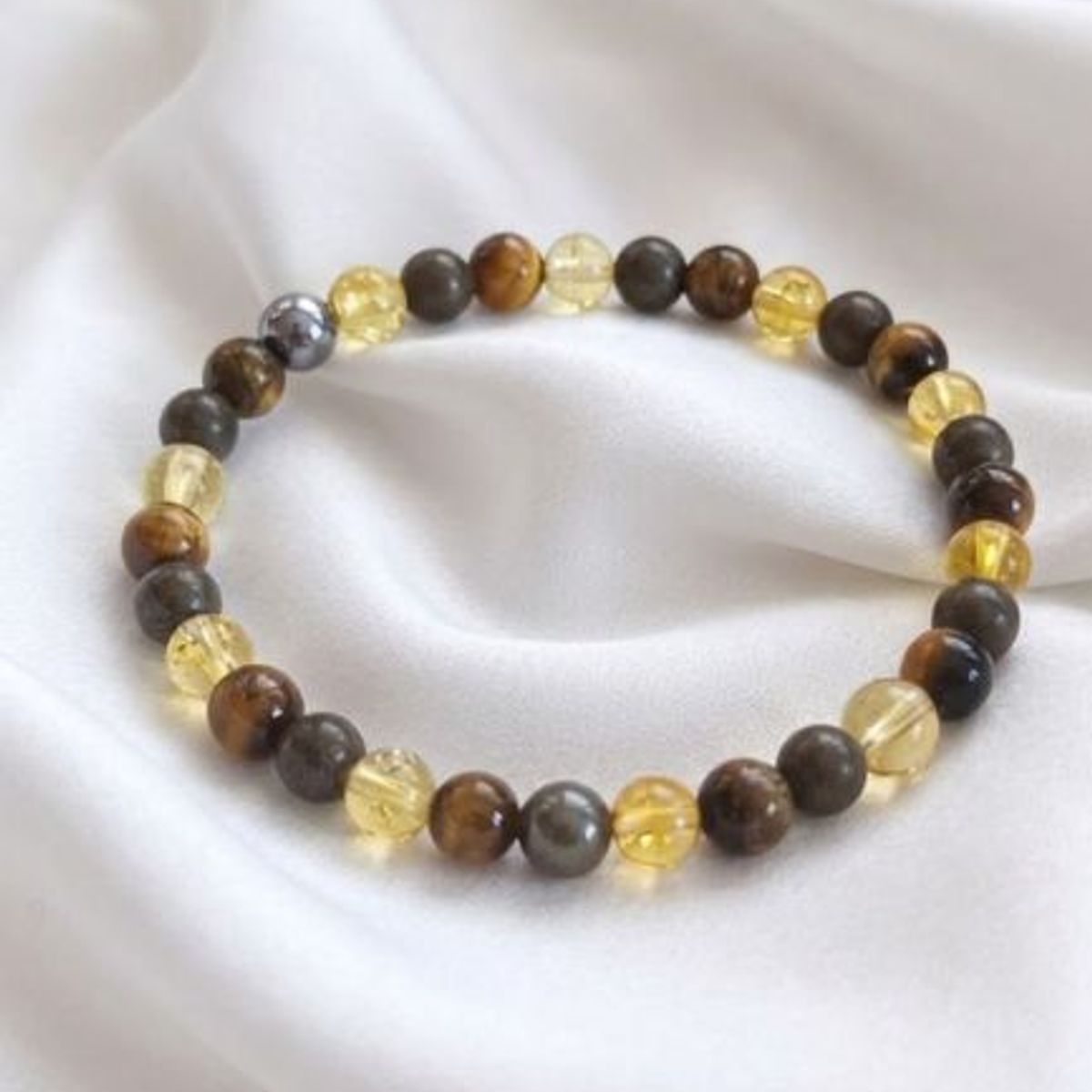 GENERICO - Pulsera Abundancia Ojo de Tigre, Citrino y pirita