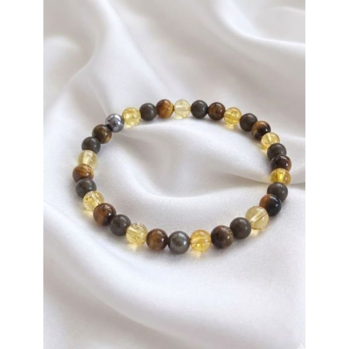 GENERICO - Pulsera Abundancia Ojo de Tigre, Citrino y pirita