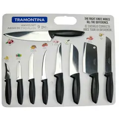 TRAMONTINA - Set 9 Cuchillo Acero Inoxidable Plenus Negro