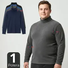 UTILISIMO - Camiseta Polera Polar Primera Capa Cuello Beatle Manga Larga Colores Surtidos Hombre