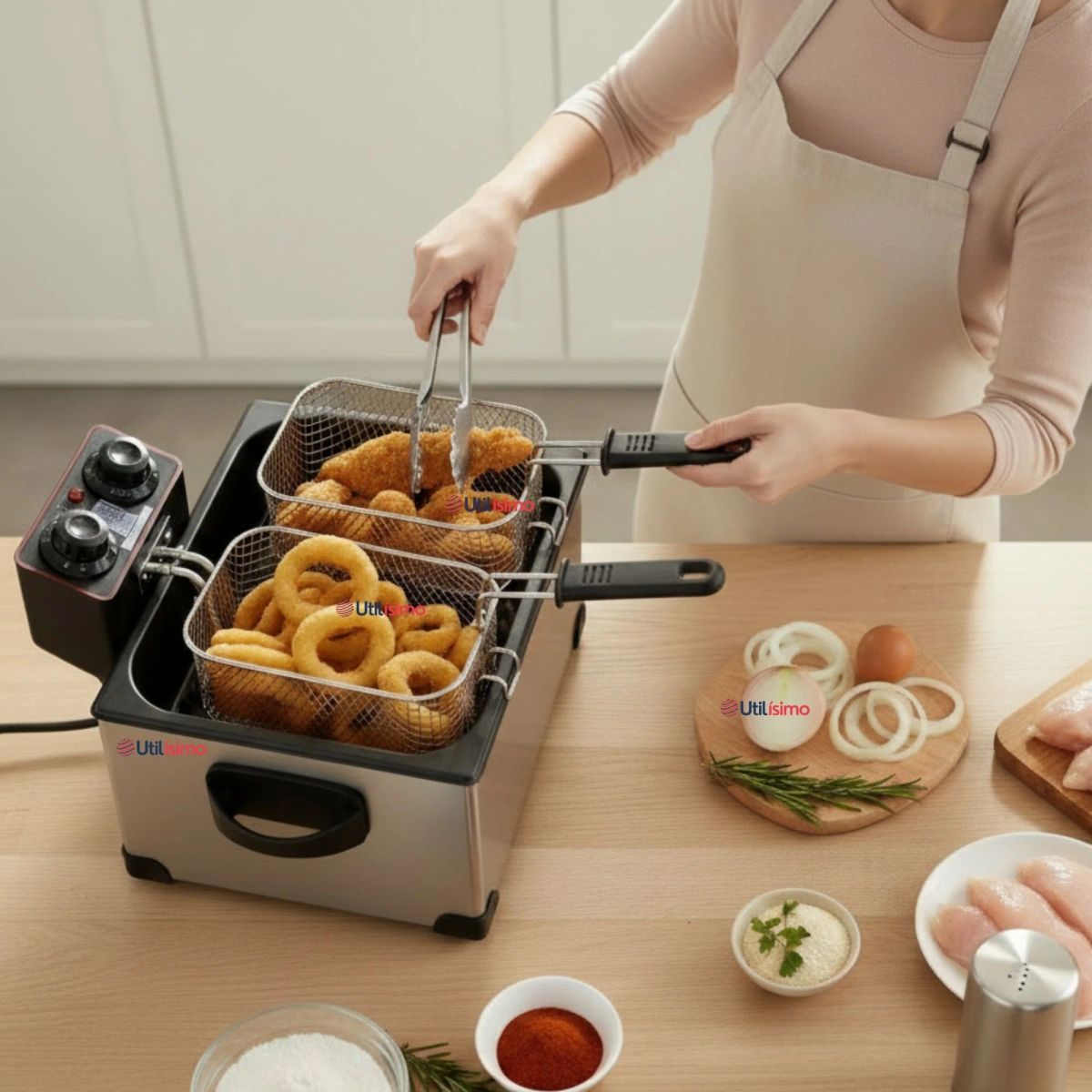 RAF - Freidora Aceite Eléctrica 5 Litros 2000W Acero Inoxidable