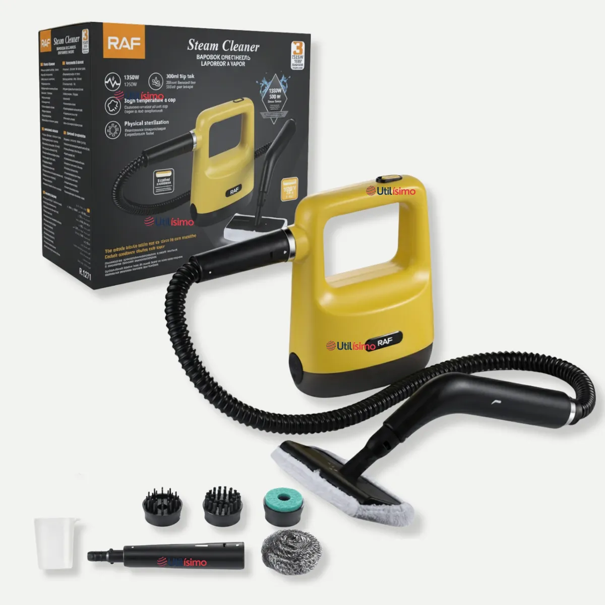 RAF - Limpiador De Vapor  300ml Multiuso 1350w de potencia Amarillo