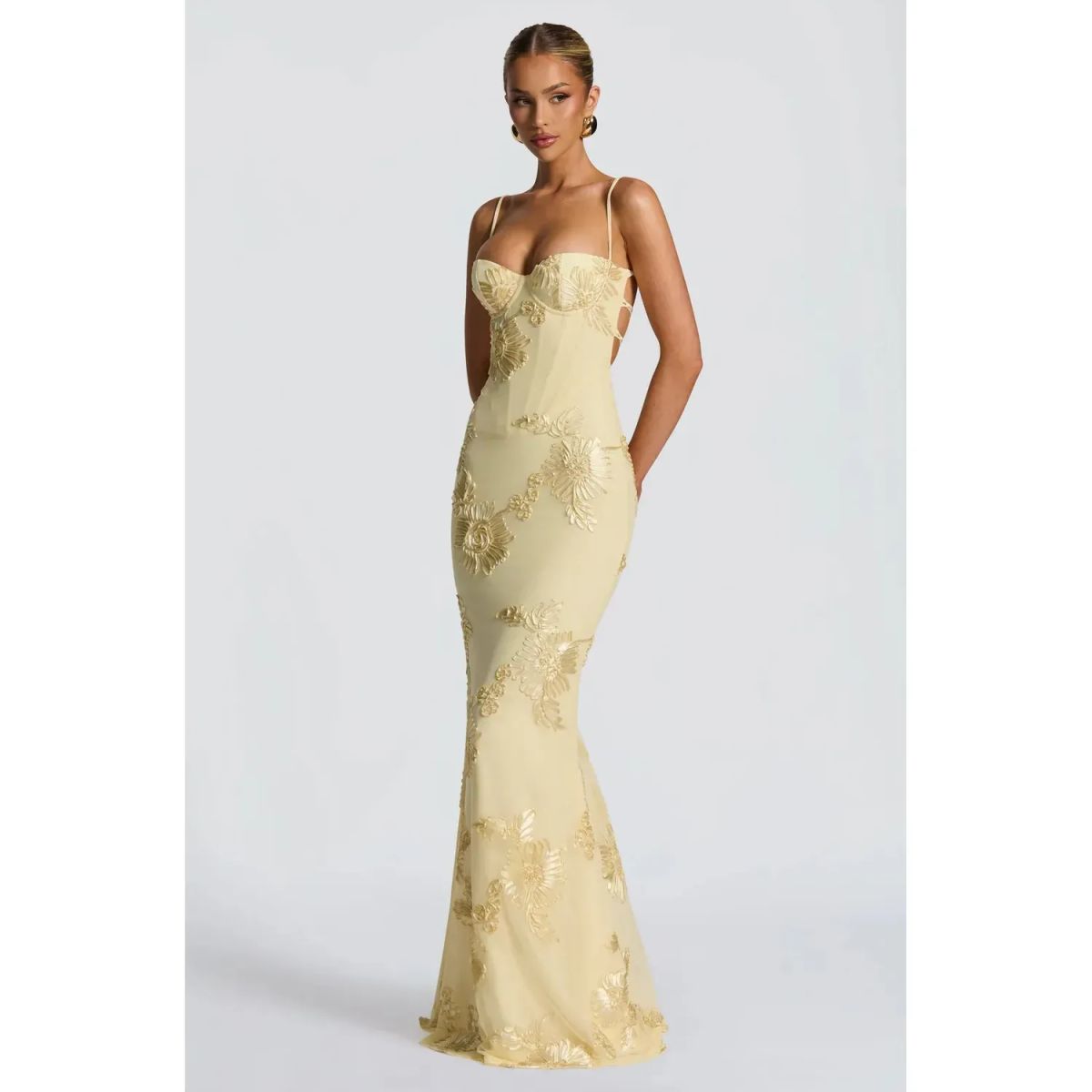 TIOZONEY - Vestido de fiesta Mujer - Amarillos
