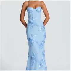 TIOZONEY - Vestido de fiesta Mujer - Azul