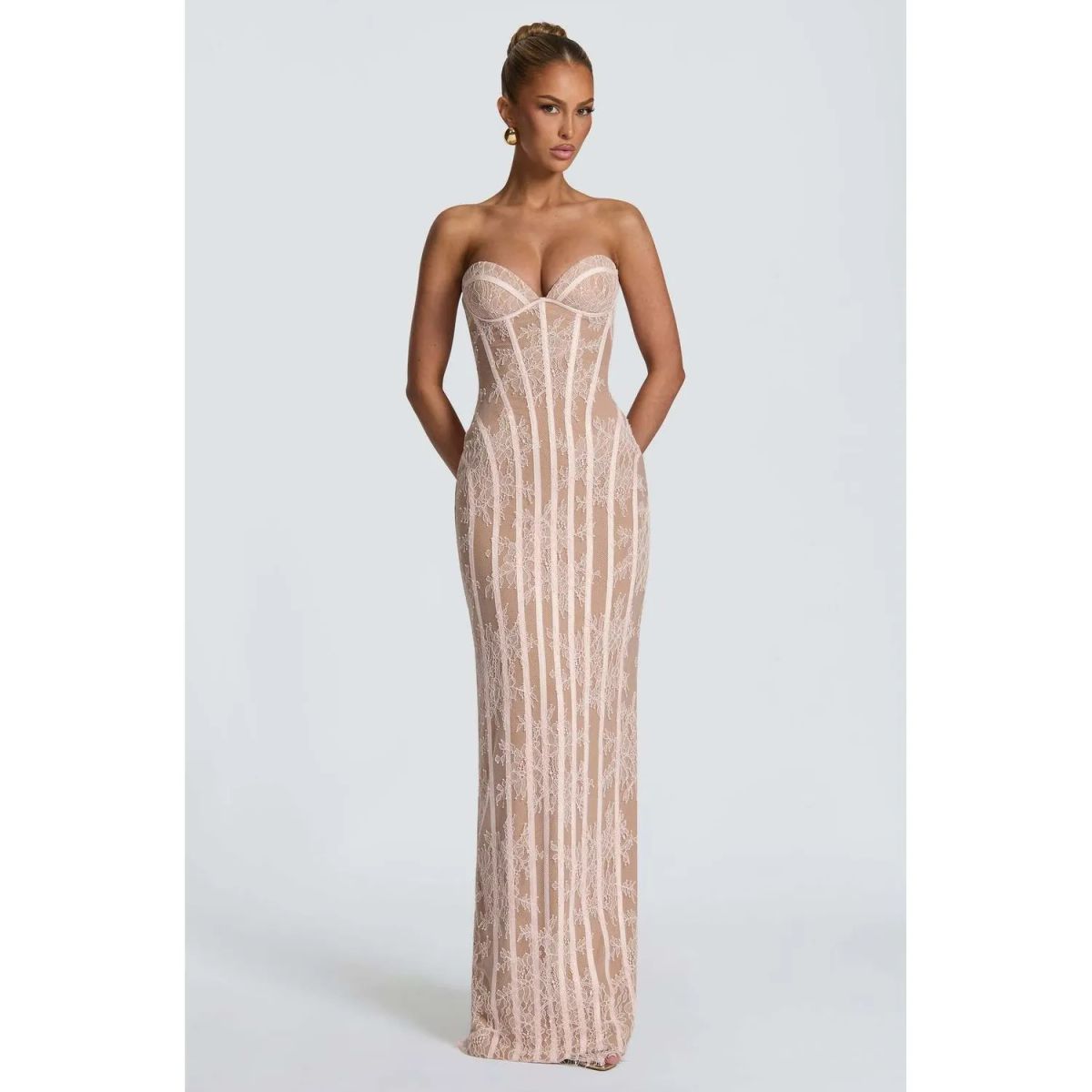 TIOZONEY - Vestido de fiesta Mujer - Beige