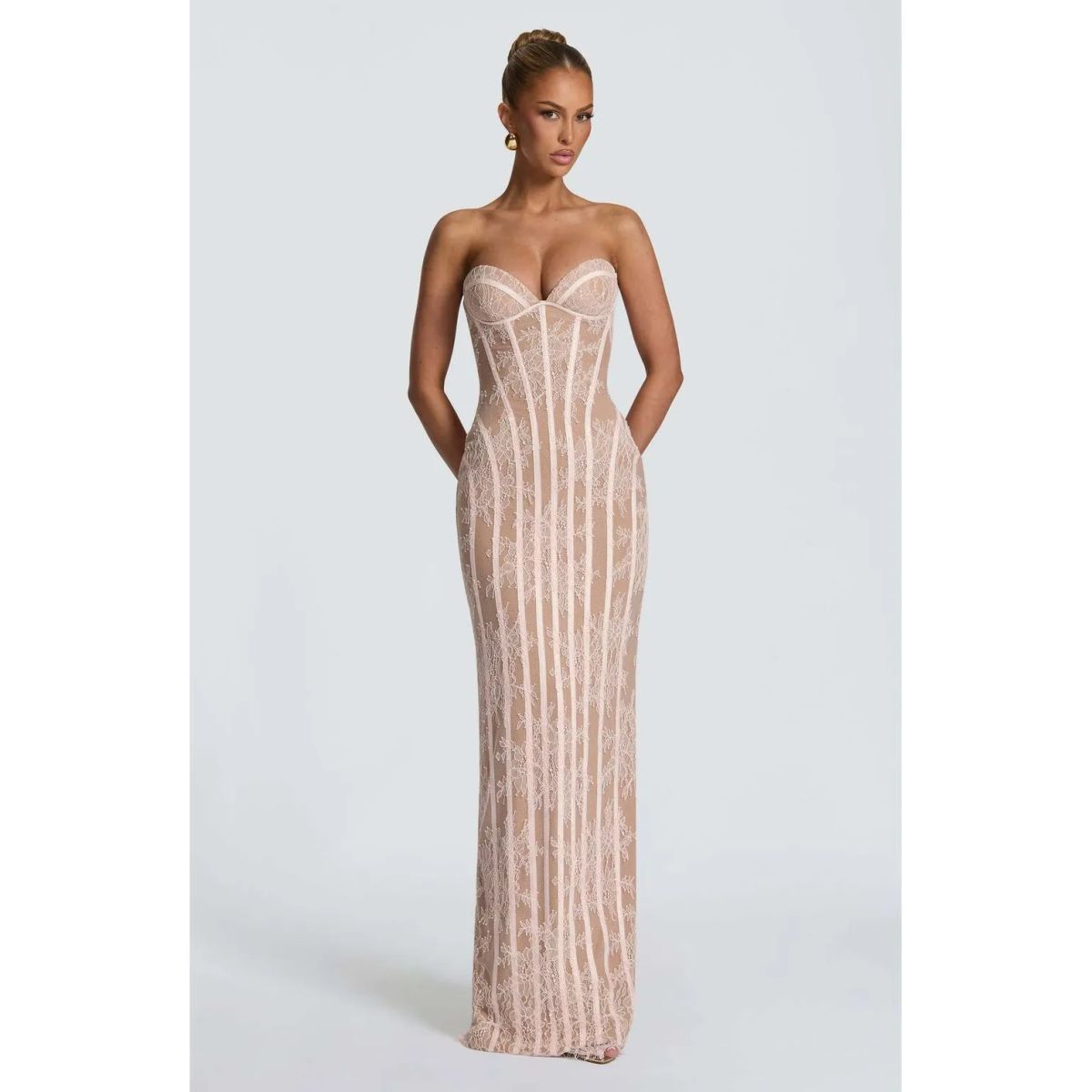 TIOZONEY - Vestido de fiesta Mujer - Beige