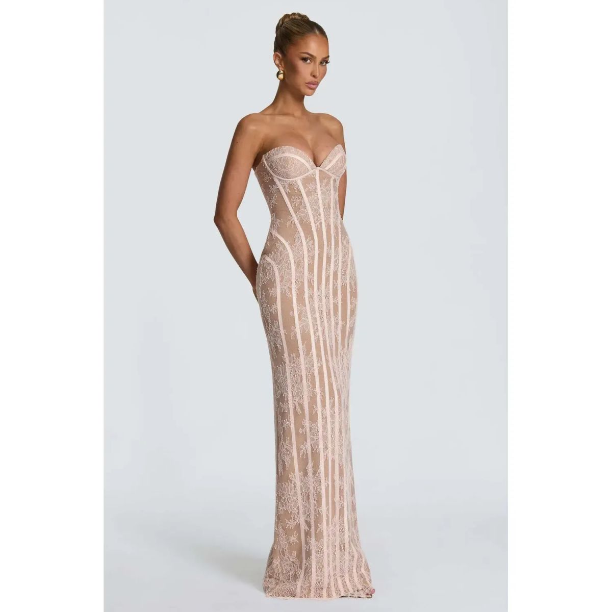 TIOZONEY - Vestido de fiesta Mujer - Beige